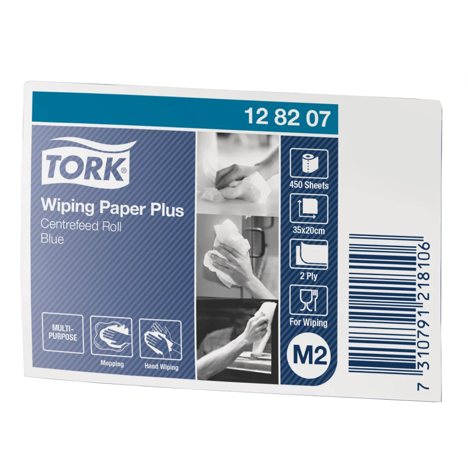 Tork Wiping Paper Plus Blue M2, Centrefeed, 6 x 450 Sheets, 128207 - Image 5