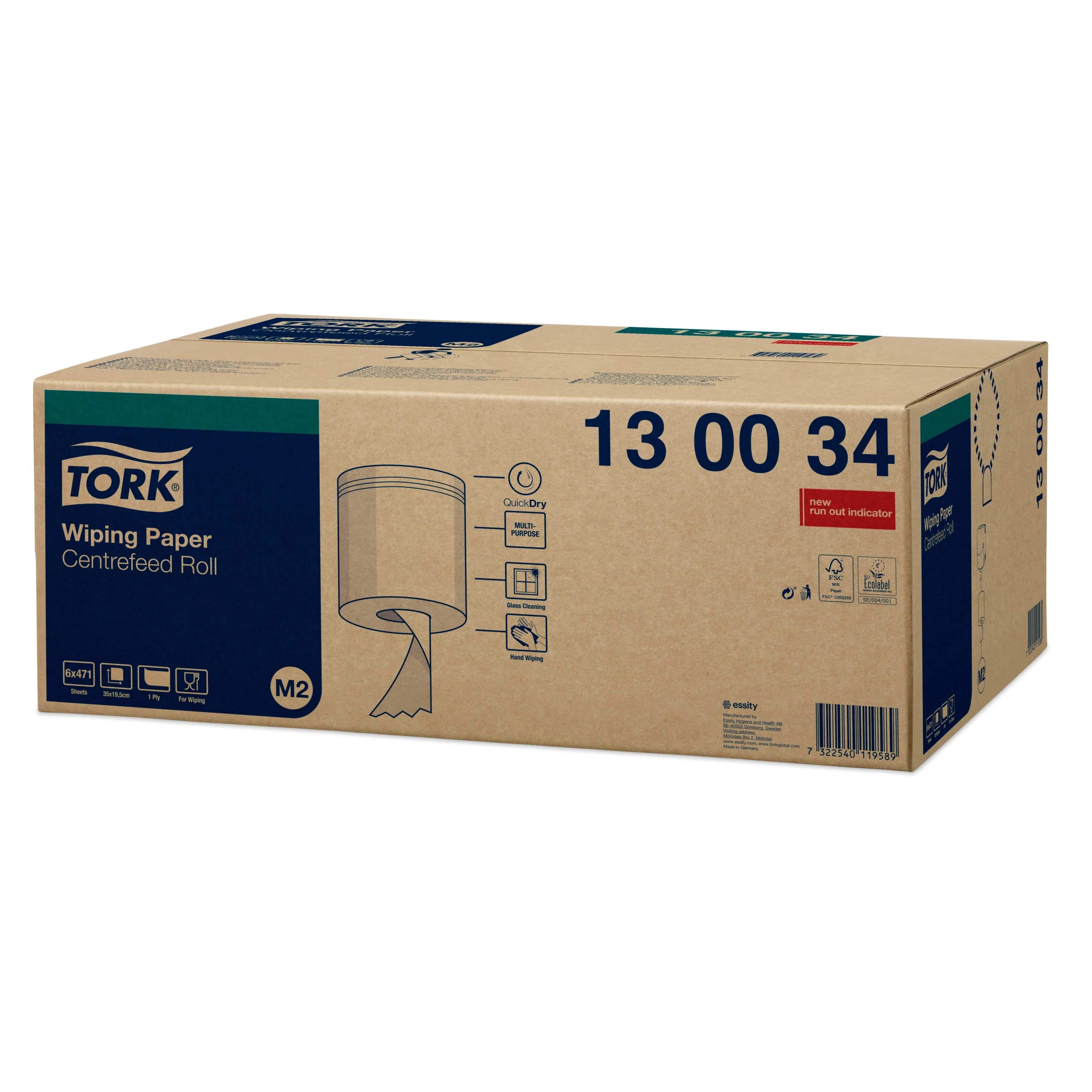 Tork Centrefeed Wiping Paper White M2, Absorbent, 6 x 471 Sheets, 130034 - Image 3