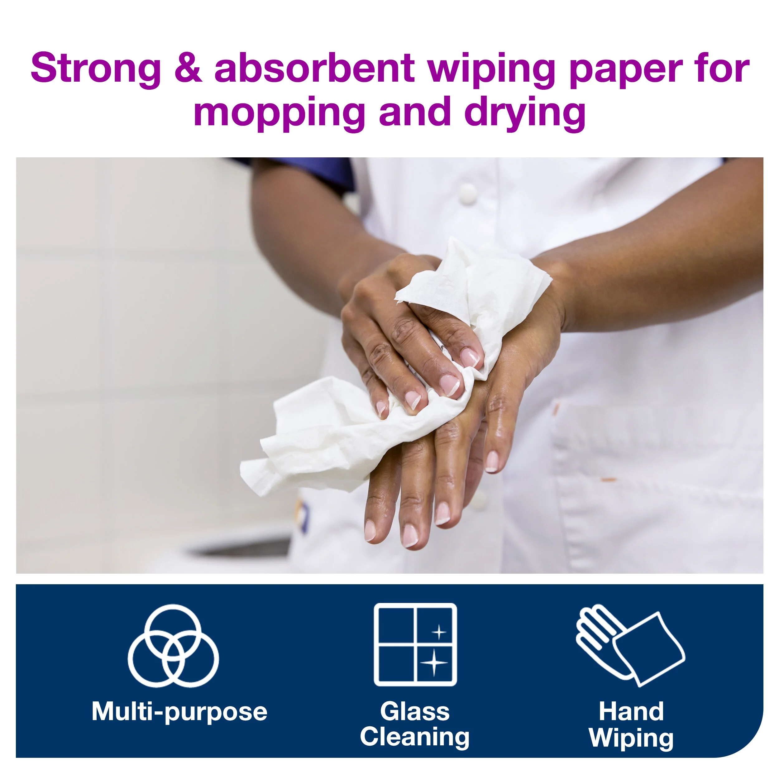 Tork Centrefeed Wiping Paper Plus White M2, Absorbent, 6 x 457 Sheets, 101260 - Image 8
