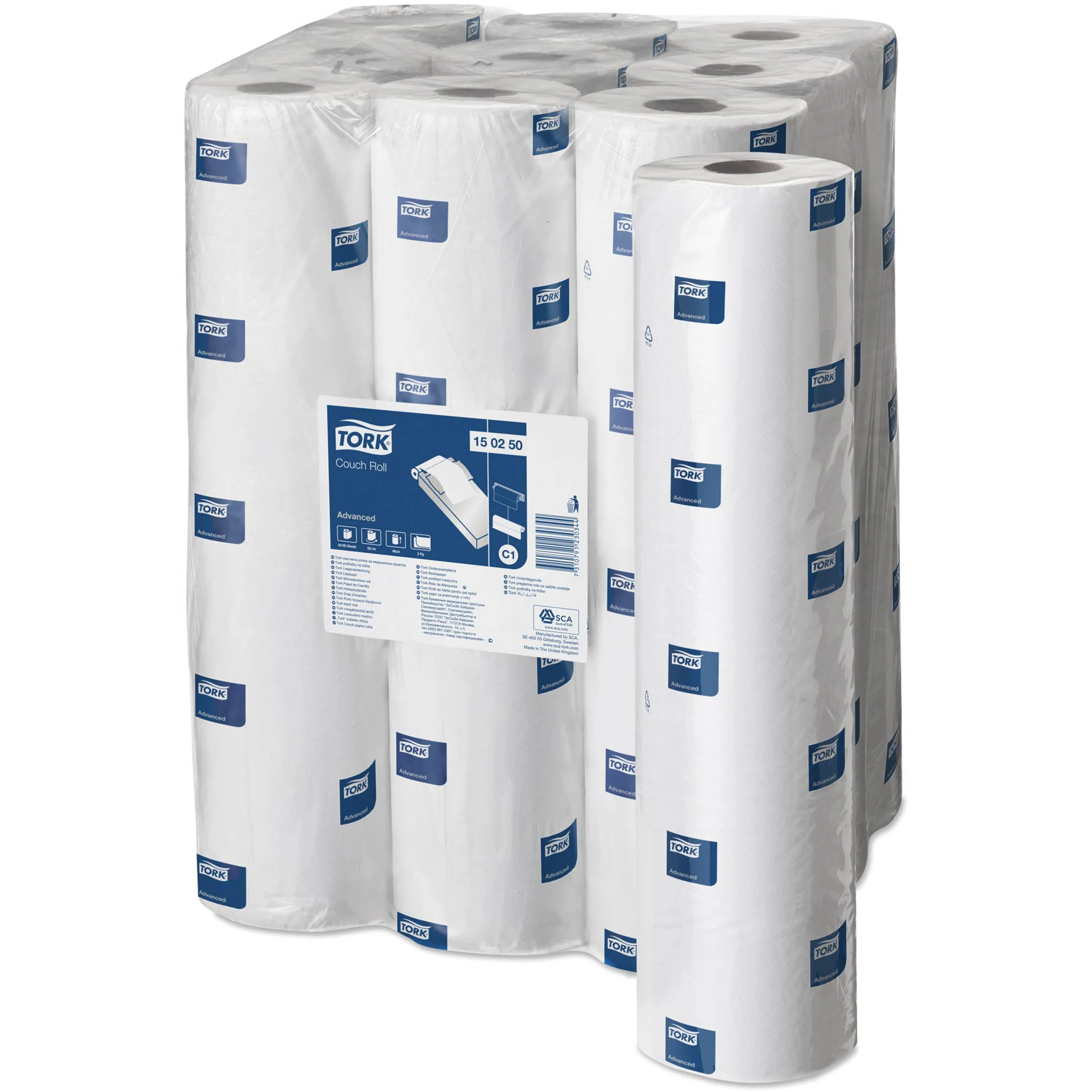 Tork Perforated Couch Roll White C1, Advanced, 2-ply, 9 x 54.5m, 150250 - Image 6