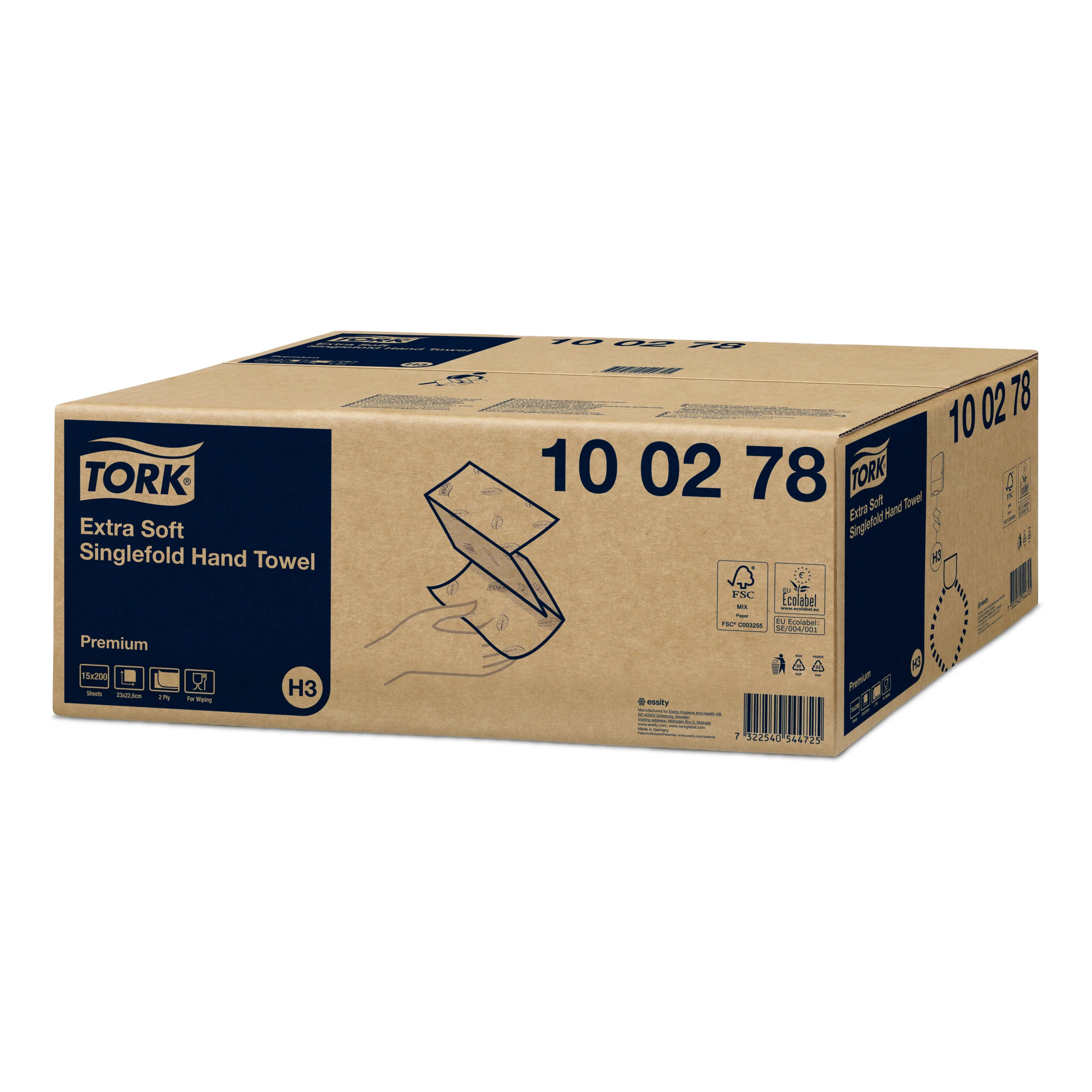 Tork Extra Soft Singlefold Hand Towels White H3, Premium, Embossed, 15 x 200 Sheets, 100278 - Image 3