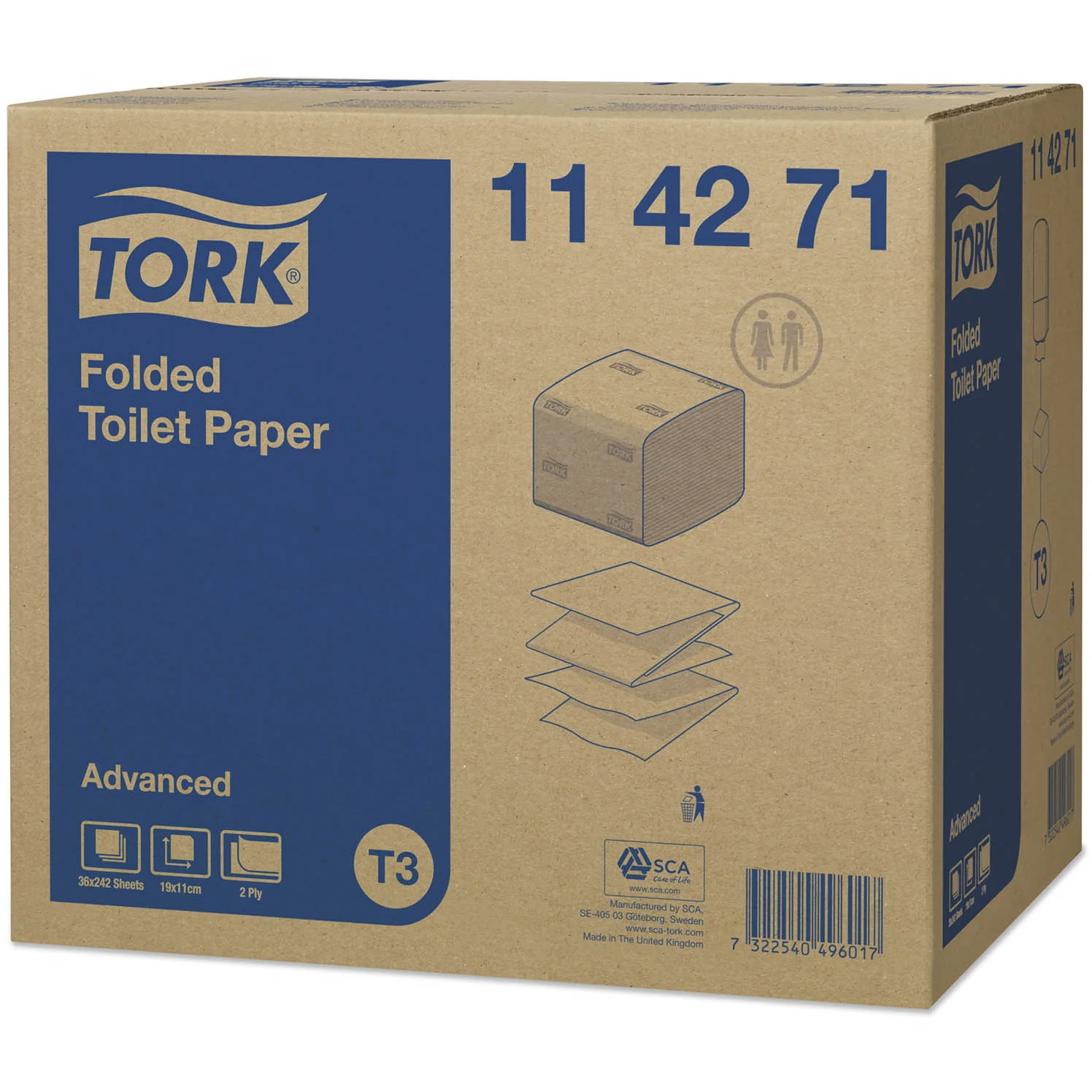 Tork Folded Toilet Paper Advanced 2Ply - 114271 - 242 Sheets x 36 Rolls - Image 3