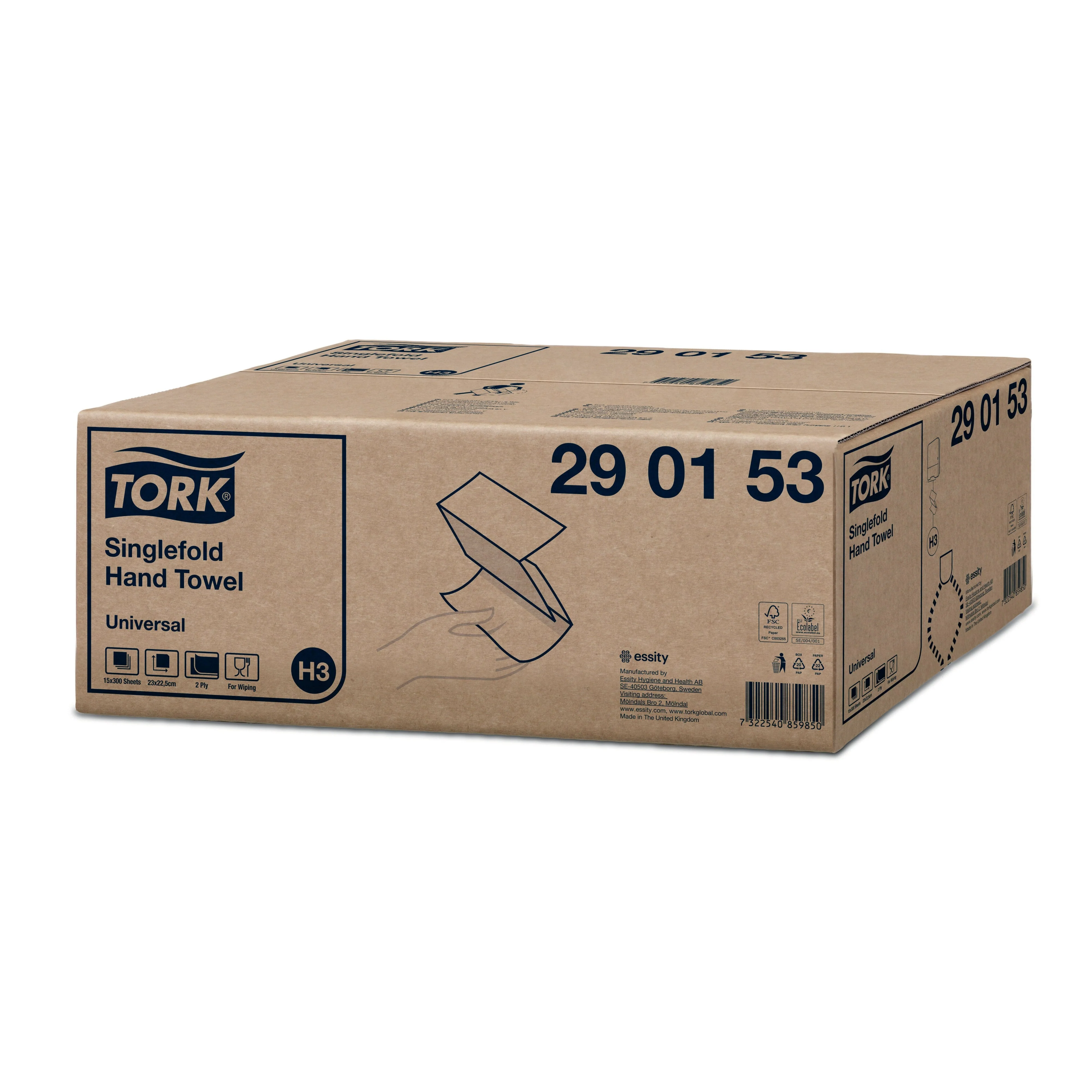 Tork Hand Towels Universal Singlefold - White - 2 Ply - 15 x 300 Sheets - Image 2