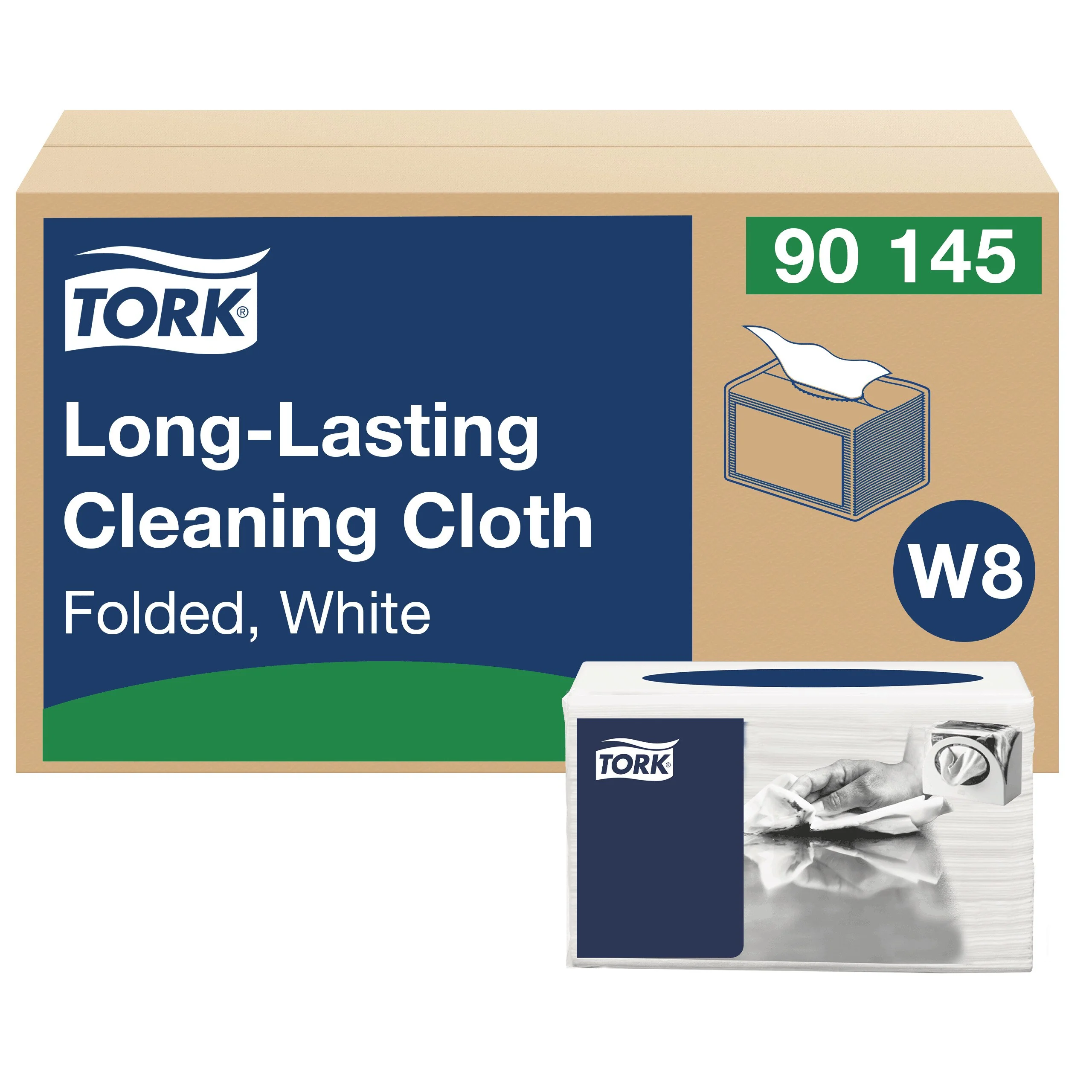 Tork Long Lasting Cleaning Cloths White W8, Folded, Solvent-Suitable, 8 x 50 cloths, 90145 - Image 4
