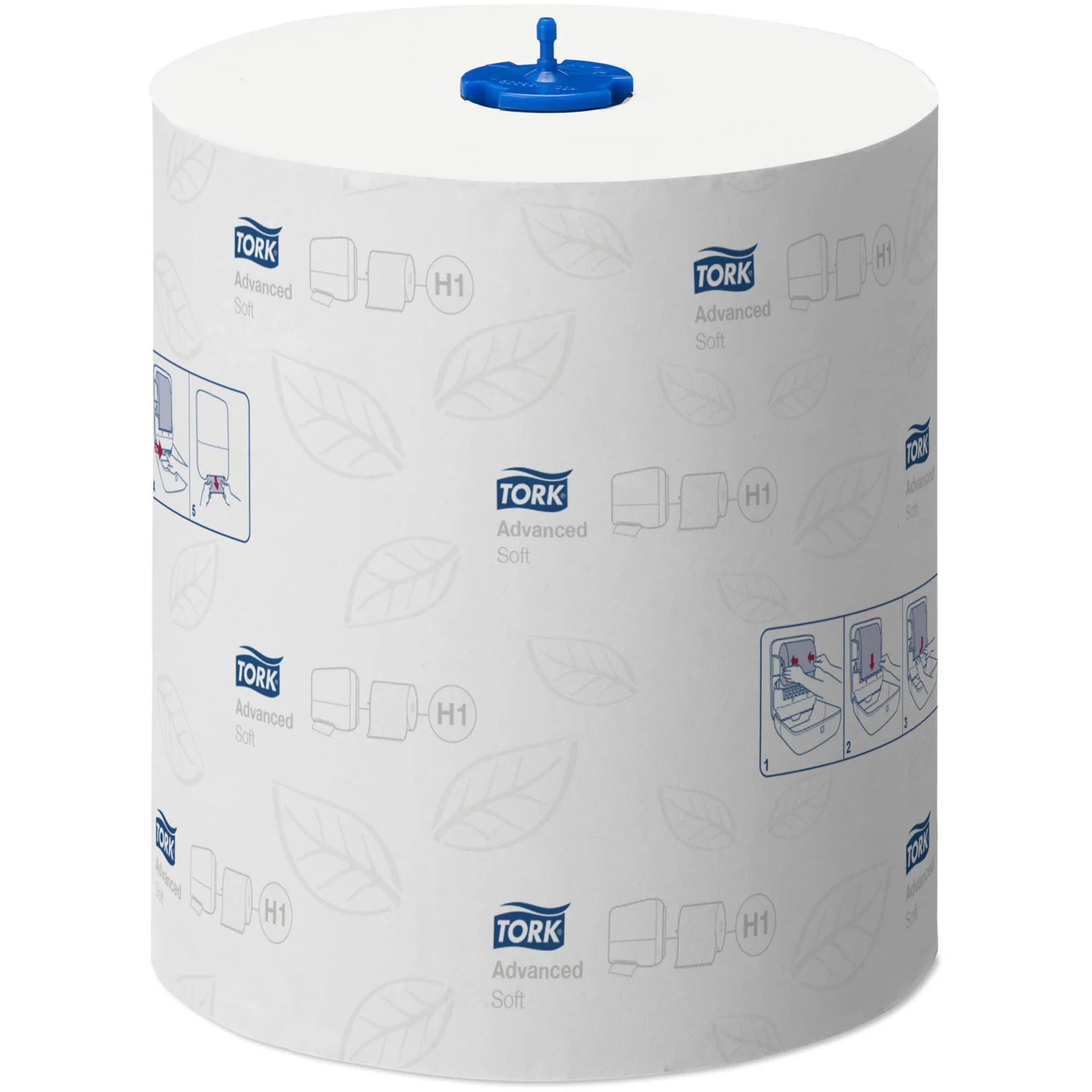 Tork Matic® Soft Paper Hand Towels White with Grey Leaf H1, Advanced, Absorbent, 6 Rolls x 150 m, 290067