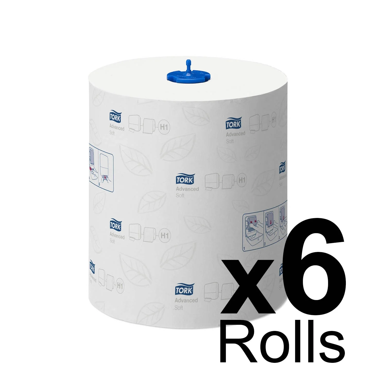 Tork Matic® Soft Paper Hand Towels White with Grey Leaf H1, Advanced, Absorbent, 6 Rolls x 150 m, 290067 - Image 4
