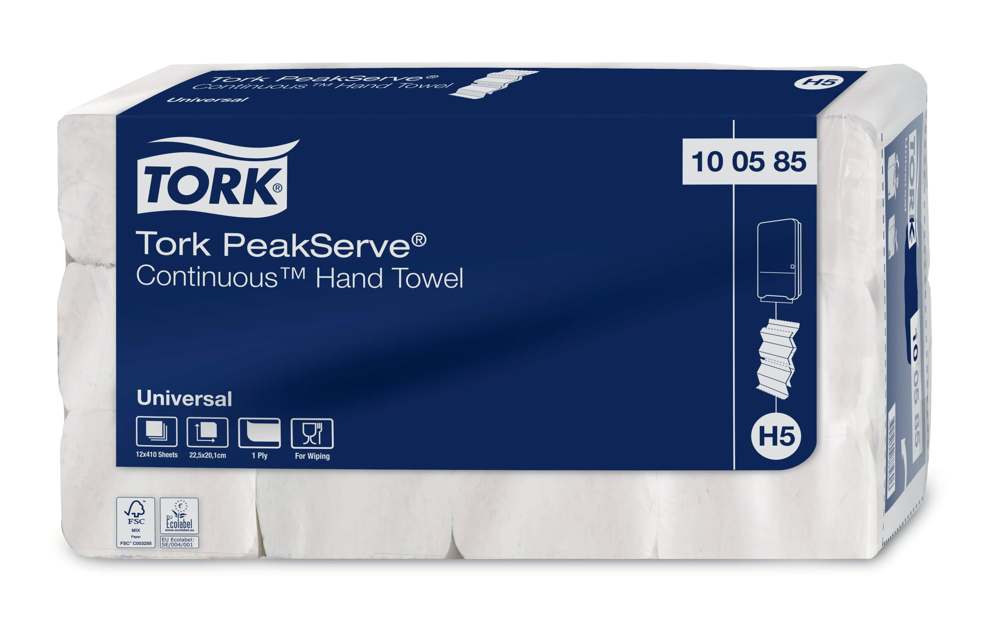 Tork PeakServe® Continuous™ Paper Hand Towels White H5, Universal, Compressed, 12 x 410 sheets, 100585 - Image 2