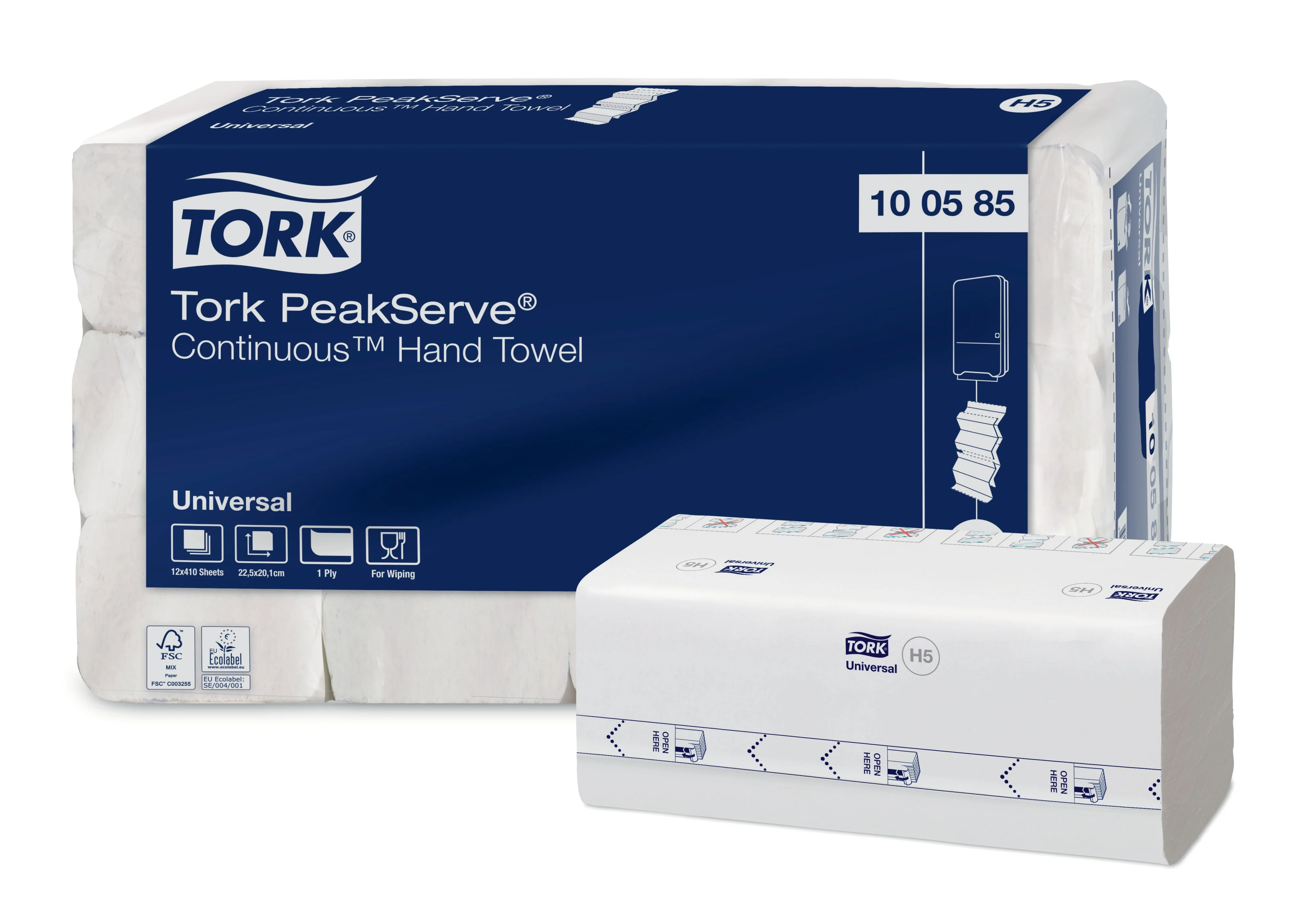 Tork PeakServe® Continuous™ Paper Hand Towels White H5, Universal, Compressed, 12 x 410 sheets, 100585 - Image 4