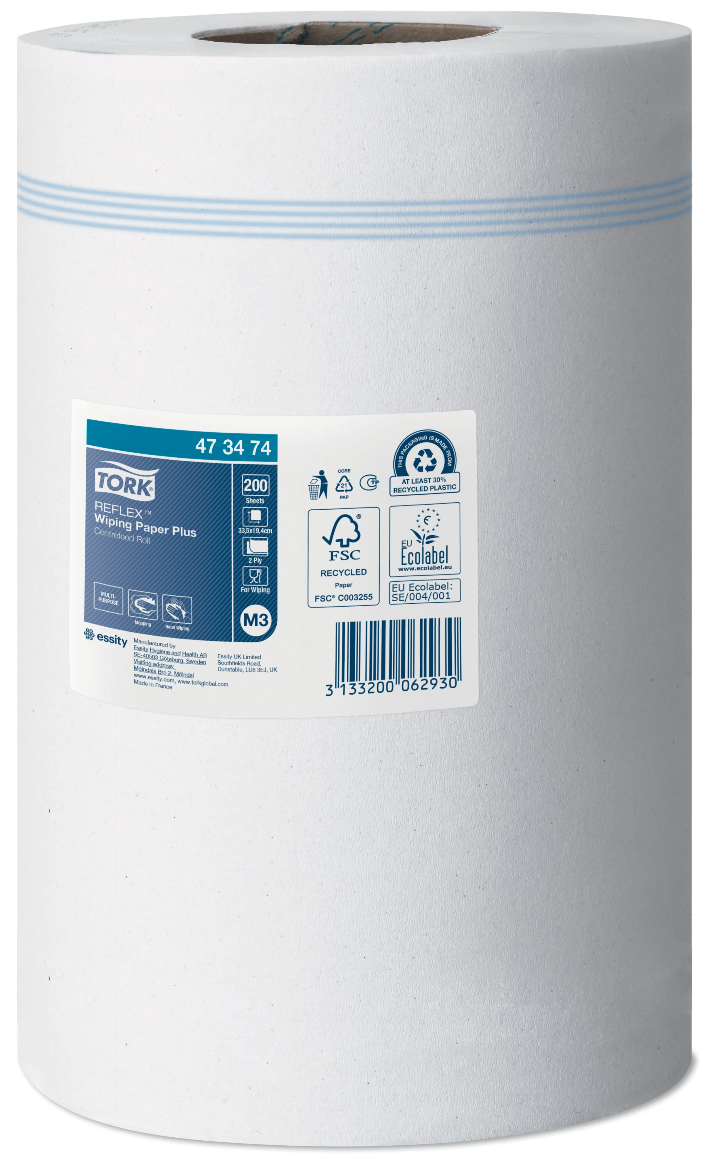 Tork Reflex Centrefeed Roll White 2ply - Case of 9 Rolls - 19.4cm x 67m - Image 2
