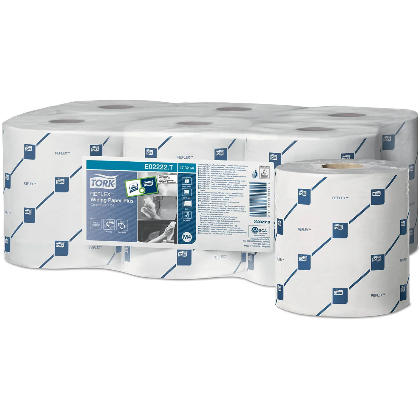 Tork Reflex Centrefeed Roll White 2Ply - 473264 - Single Roll - 19.4cm x 150m - Image 2