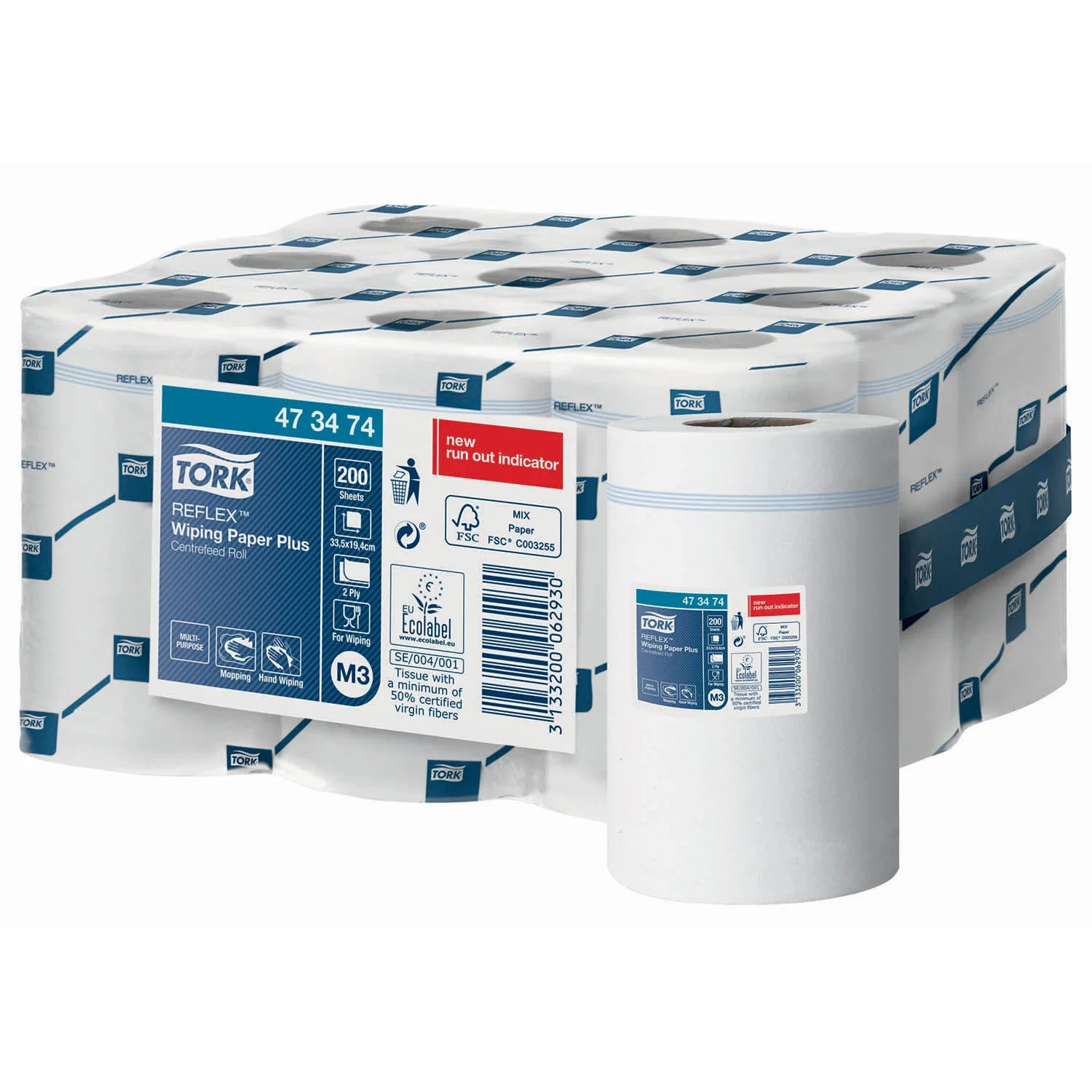 Tork Reflex Centrefeed Roll White 2Ply - 473474 - Single Roll - 19.4cm x 67m - Image 2