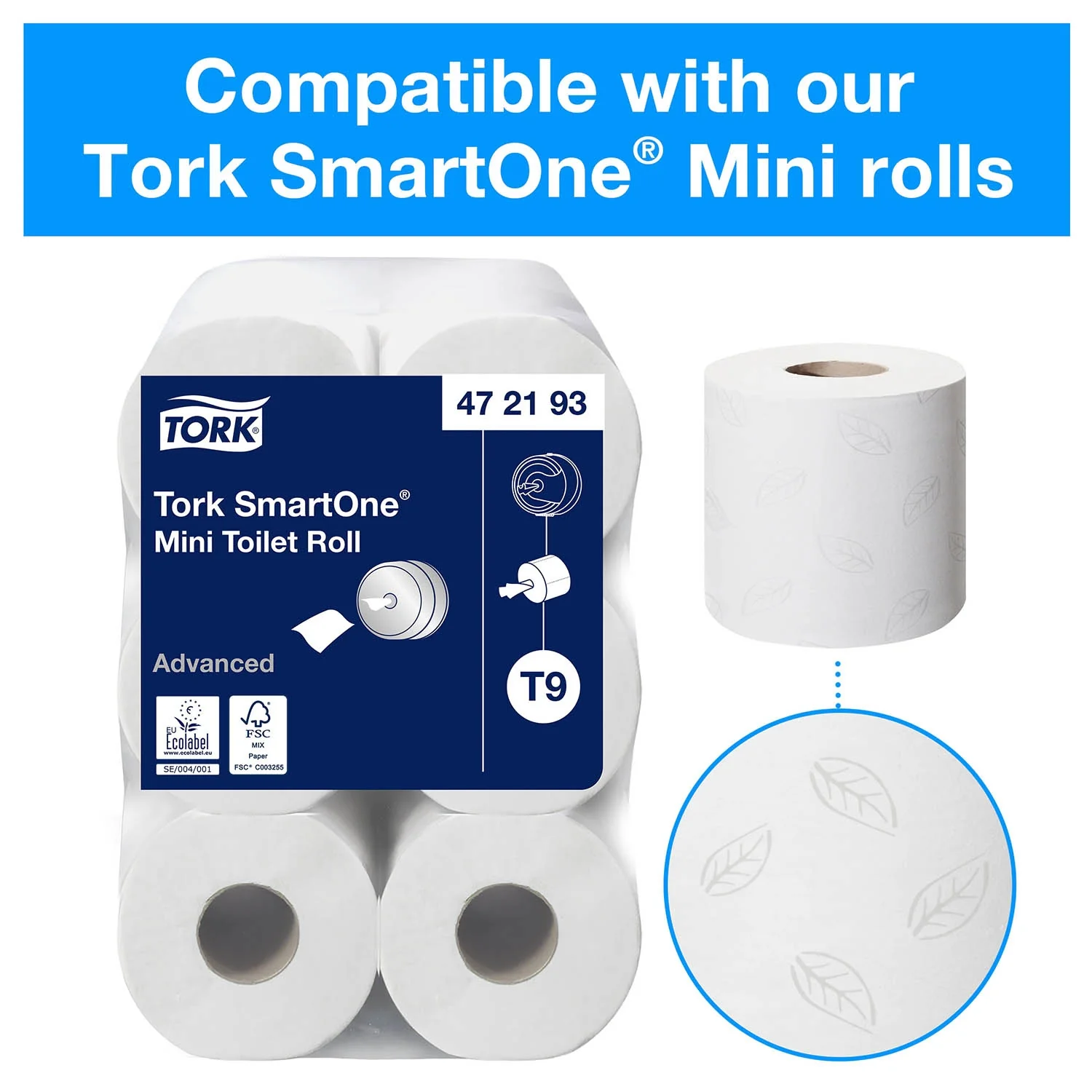 Tork SmartOne® Mini Toilet Paper Roll Dispenser White T9, Elevation Range, 681000 - Image 6