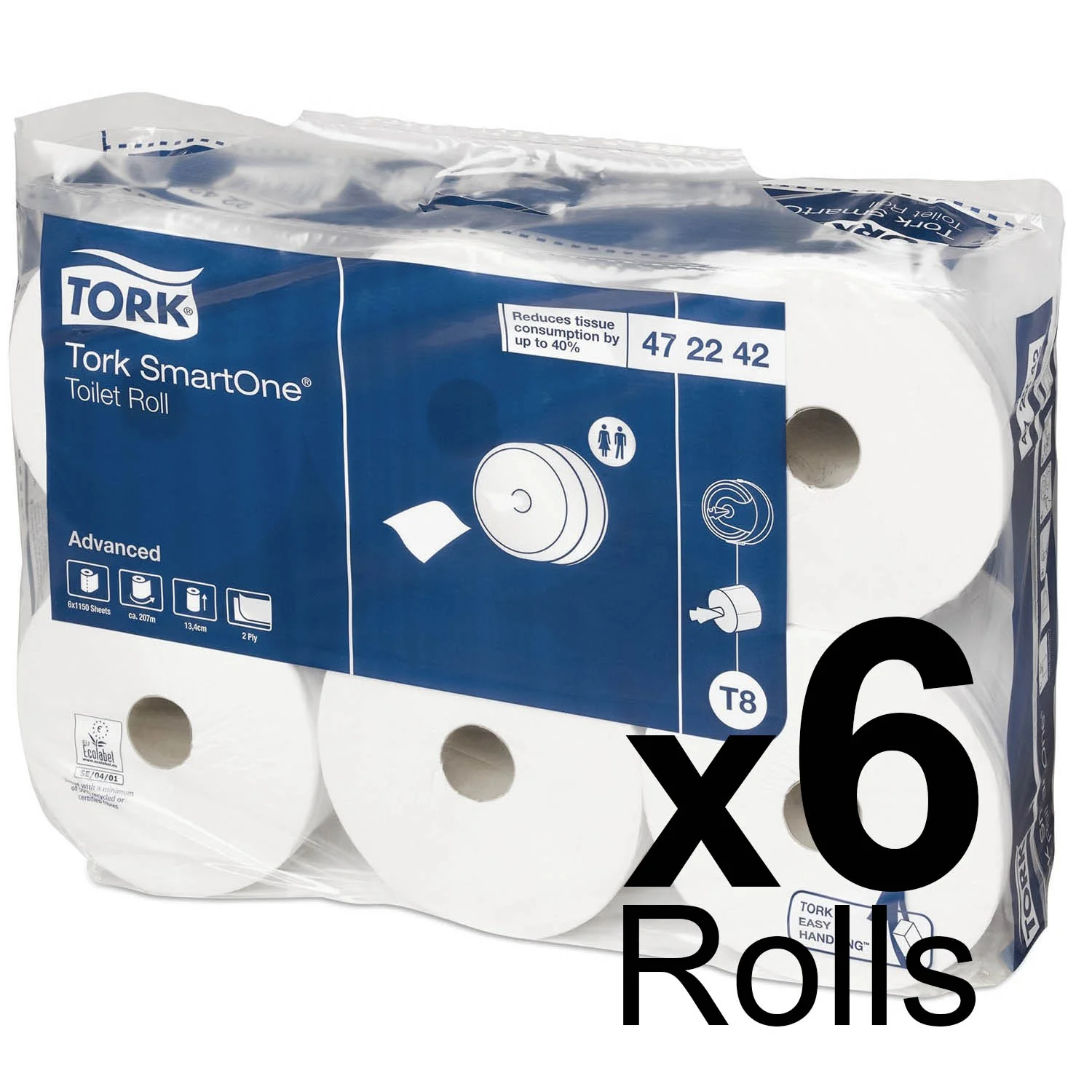 Tork SmartOne® Toilet Roll White T8, Advanced, 2-Ply, 6 x 1150 Sheets, 472242 - Image 4