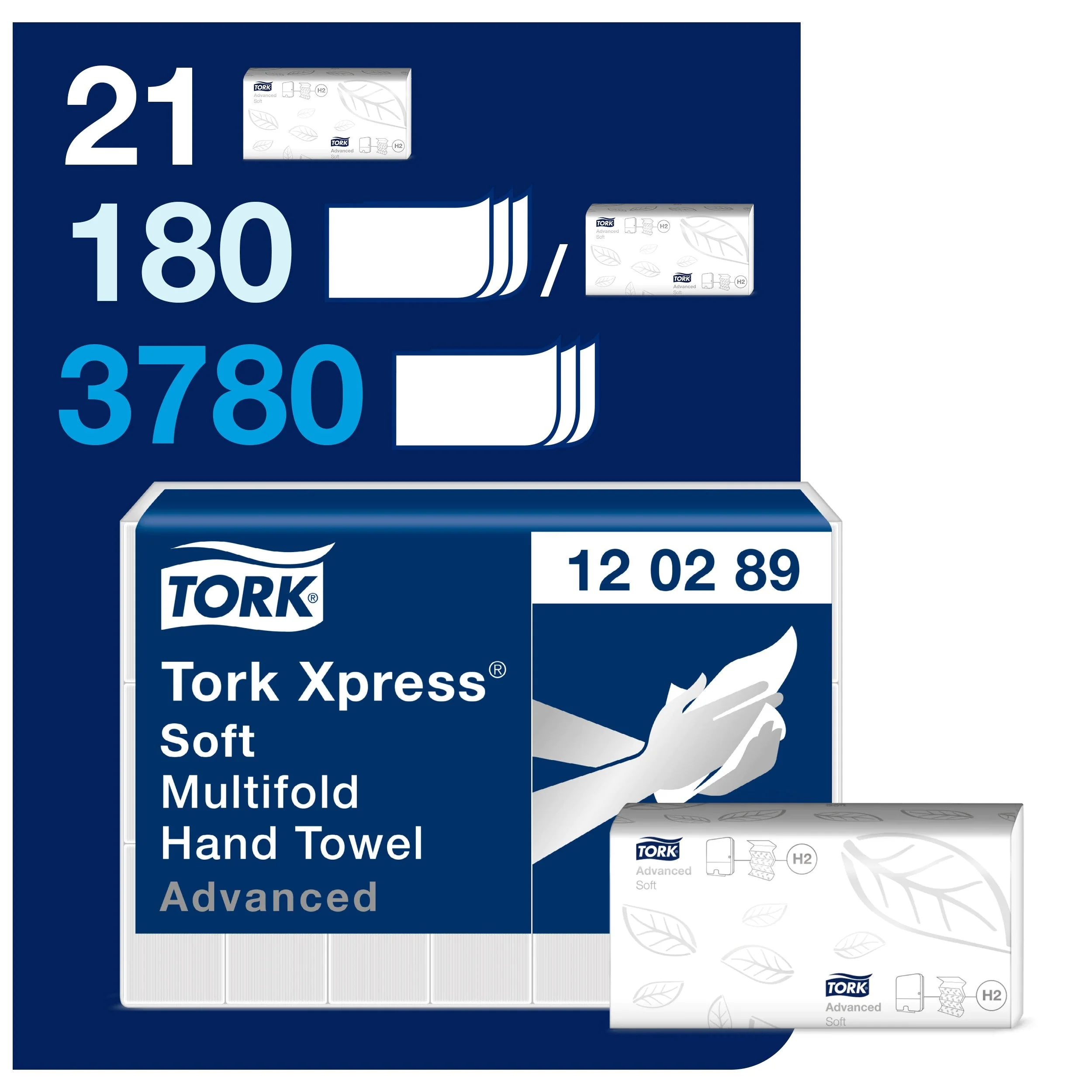 Tork Soft Multifold Hand Towel 2Ply - 130289 - Case of 21 x 180 Sheets - Image 4