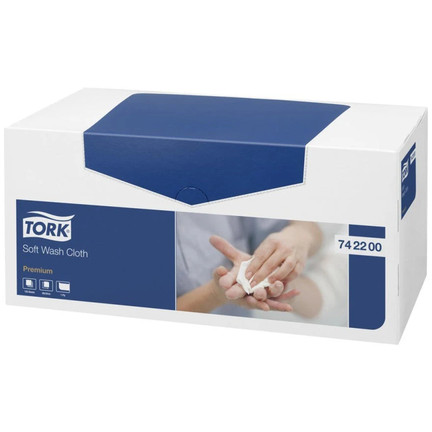Tork Soft Wash Cloth White, One-at-a-time Dispensing, Premium, Hygienic, 1 box of 135 cloths, 742200 - Image 2