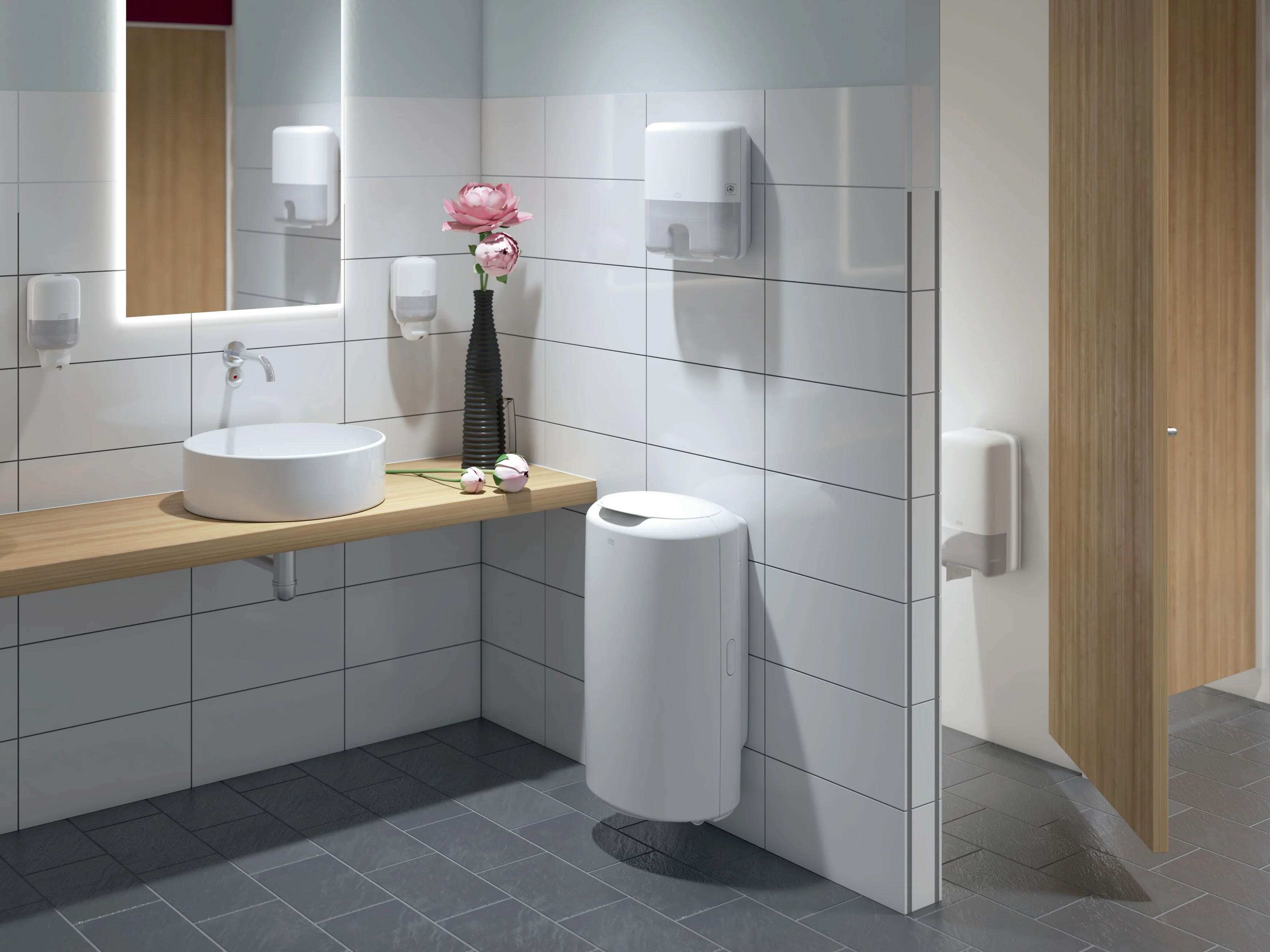 Tork Twin Mid-size Toilet Paper Roll Dispenser White T6 - Image 4