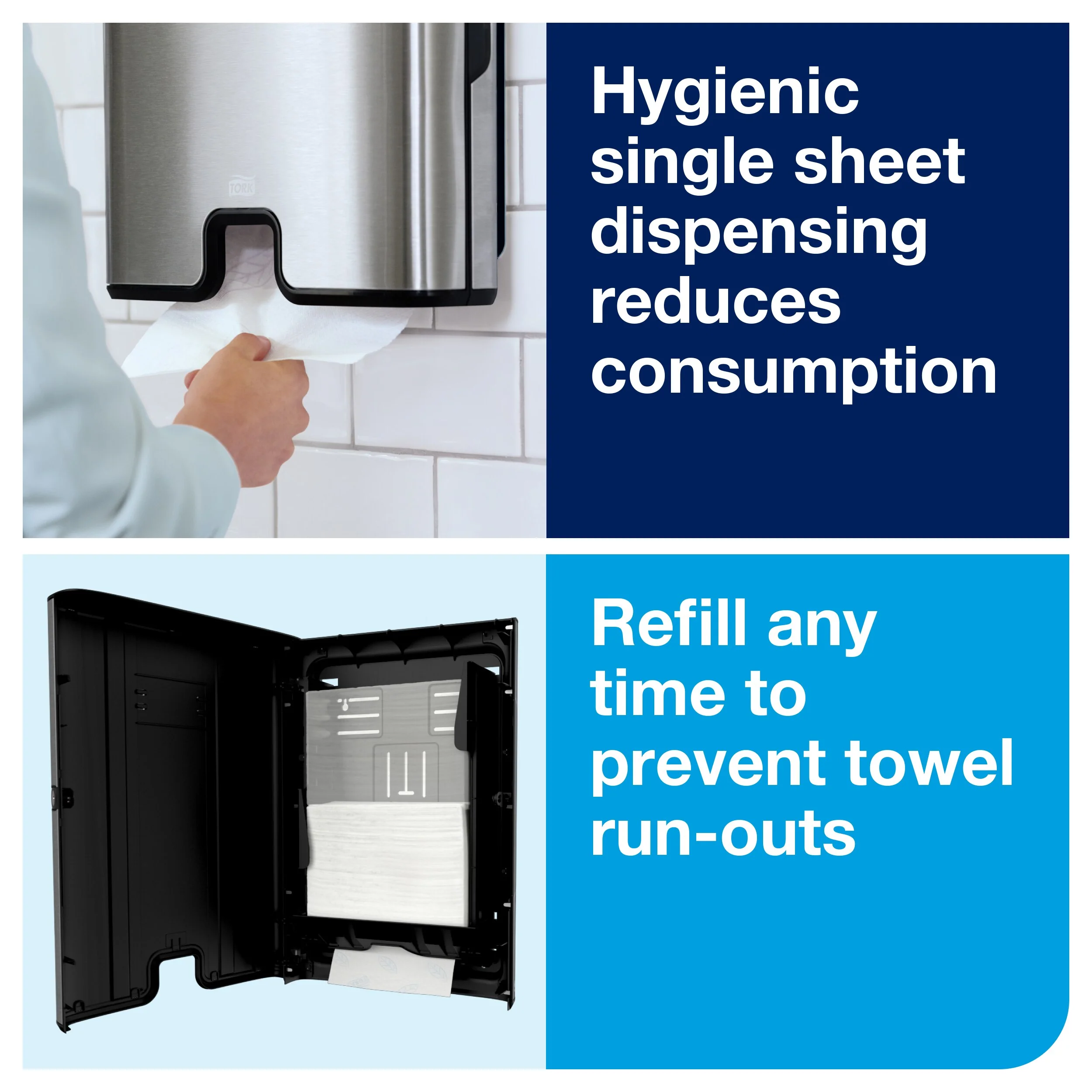 Tork Xpress® Multifold Hand Towel Dispenser Stainless Steel H2, Single Dispensing, Image Design, 460004 - Image 8