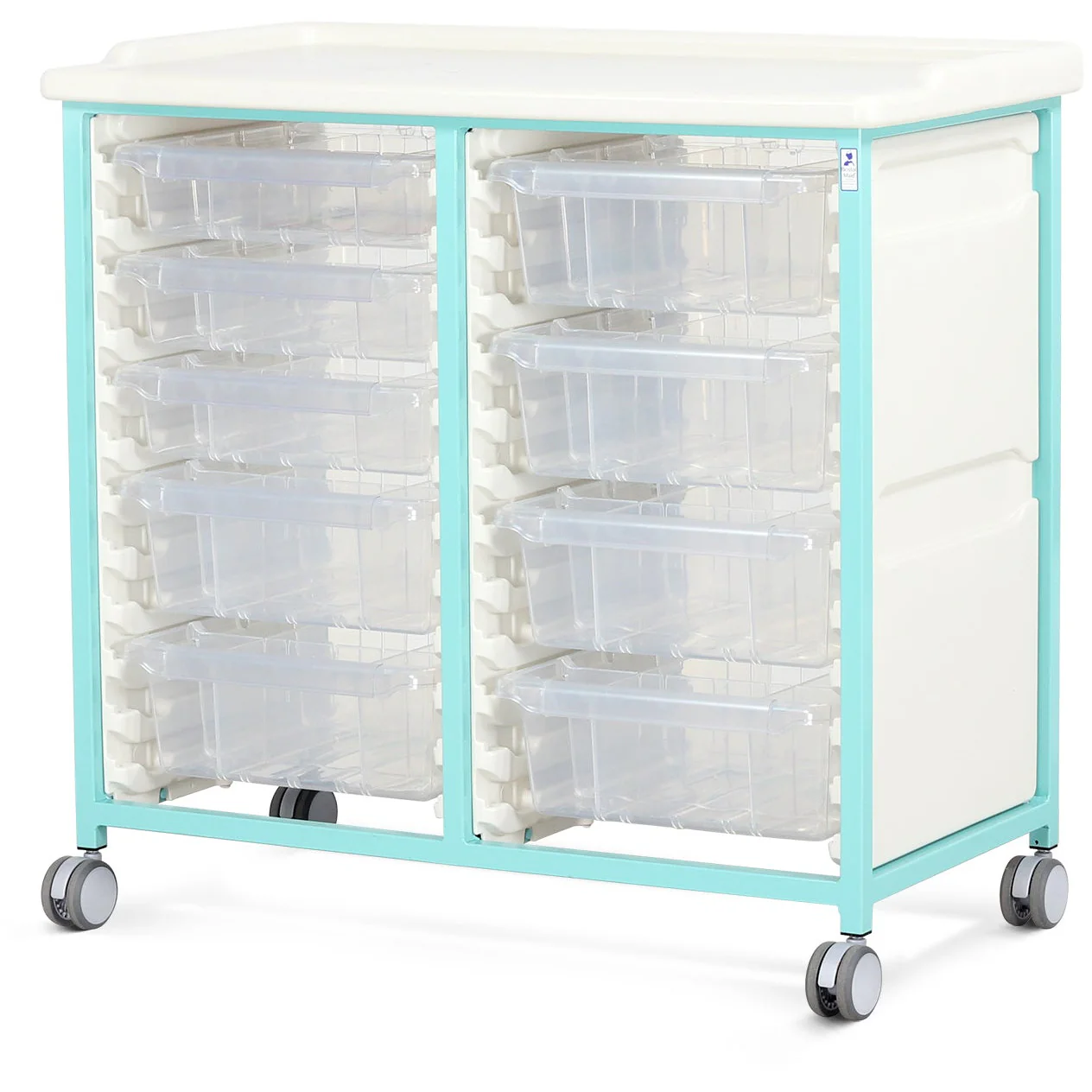 Tray Trolley - Standard Level - Double Column (Milded Steel) - 3 Small & 6 Deep Drawers