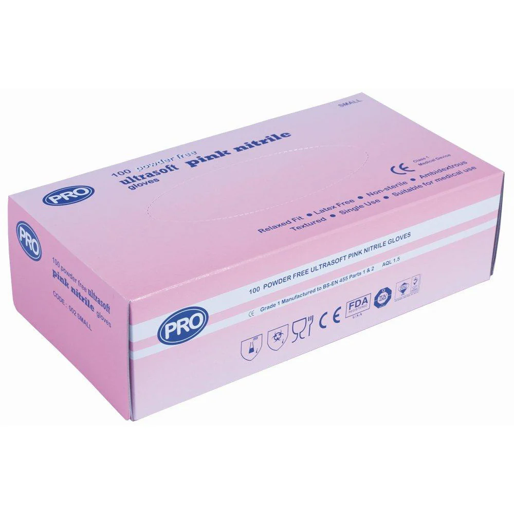 Ultraflex Pink Nitrile Glove Powder Free - Extra Small x 100 - Image 3