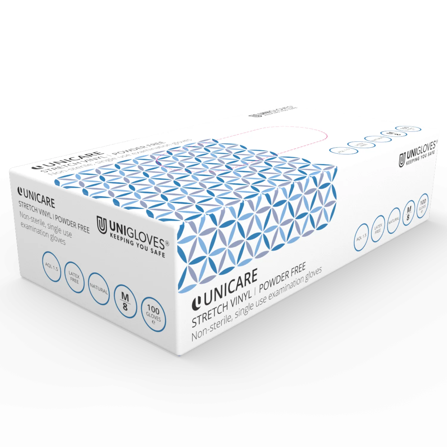 Unicare Stretch Vinyl Gloves - Large - Box Of 100