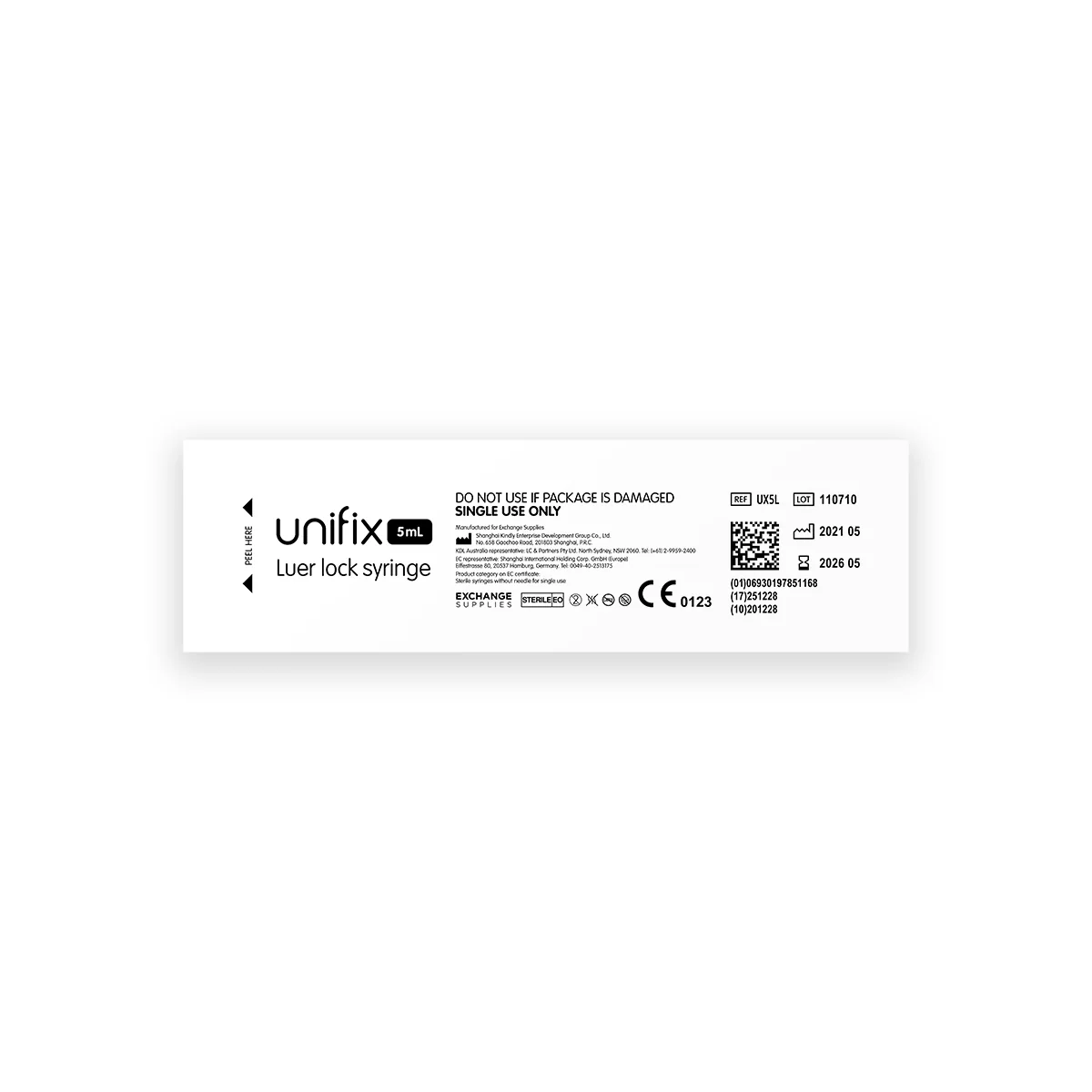 Unifix 5ml Luer Lock Syringe x100 - Image 2