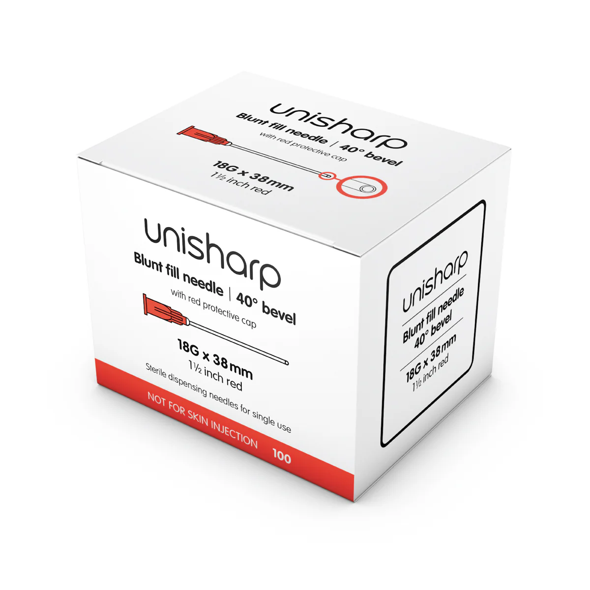Unisharp 18G 1½ inch (38mm) Blunt Needle - Box of 100 - Image 2