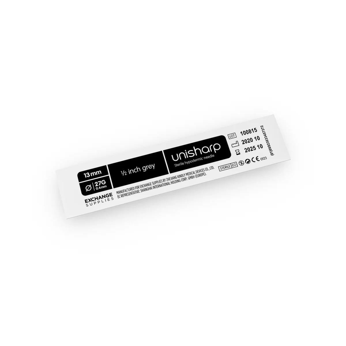 Unisharp Needle: Grey 27G 13mm (½ inch) x100 - Image 2