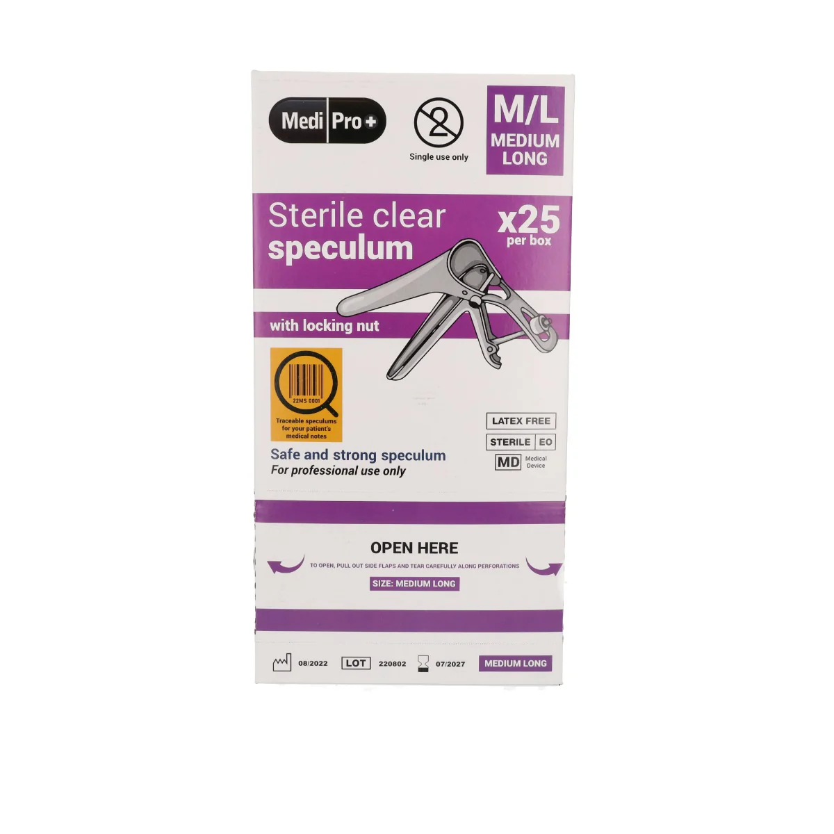 Medipro Vaginal Speculum with Lock - Box of 25 - Medium Long - Image 3