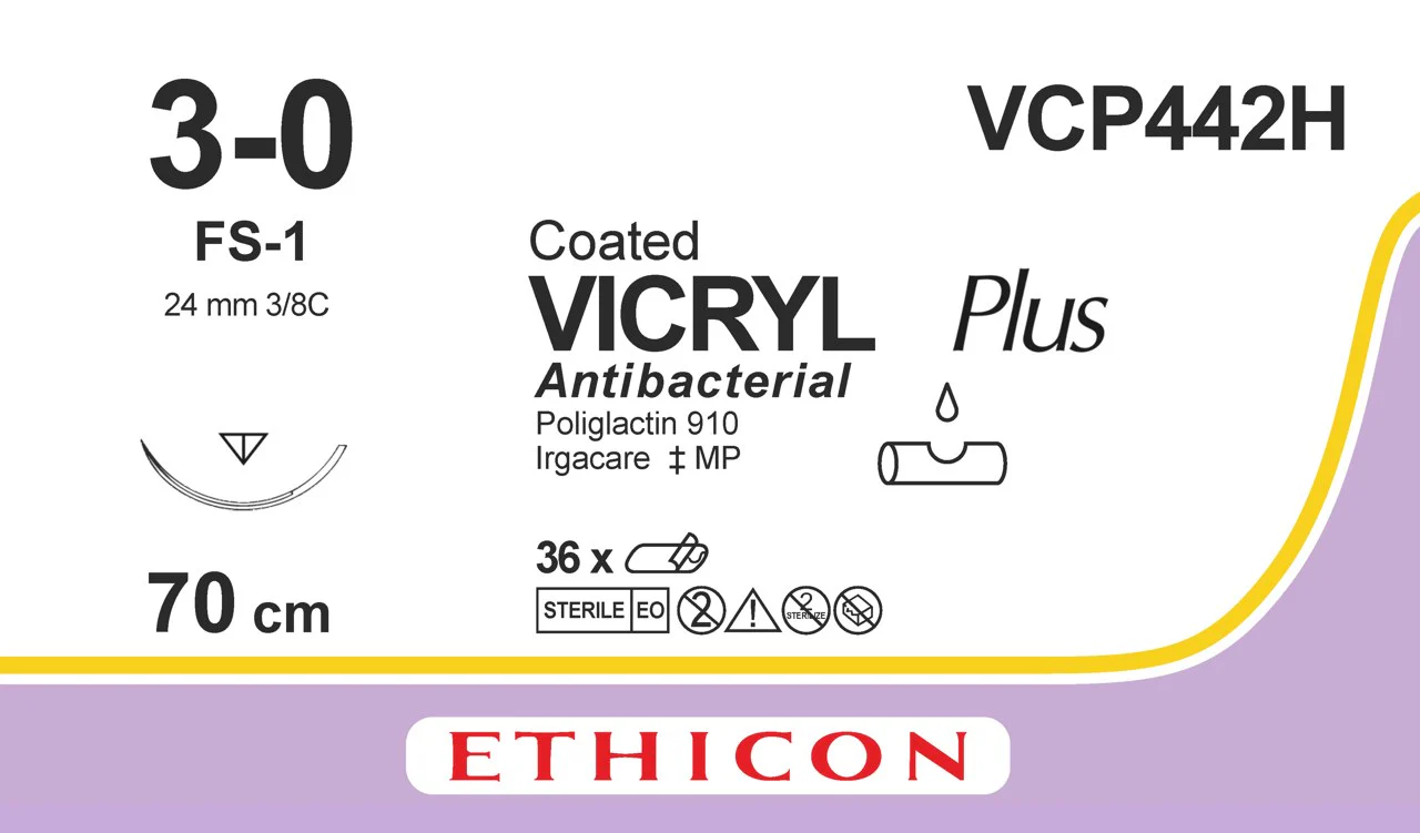 VICRYL Suture PLUS - Braided - Undyed - 3-0 - 70cm - 1 x Reverse cutting - 24mm - 3/8C - 36 - Image 2