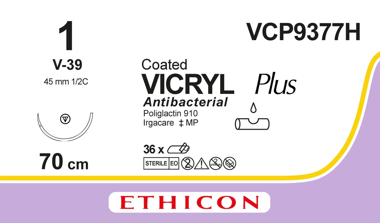 VICRYL Suture PLUS - Braided - Violet - 1 - 70cm - 1 x Tapercut - 45mm - 1/2C - 36 - Image 2