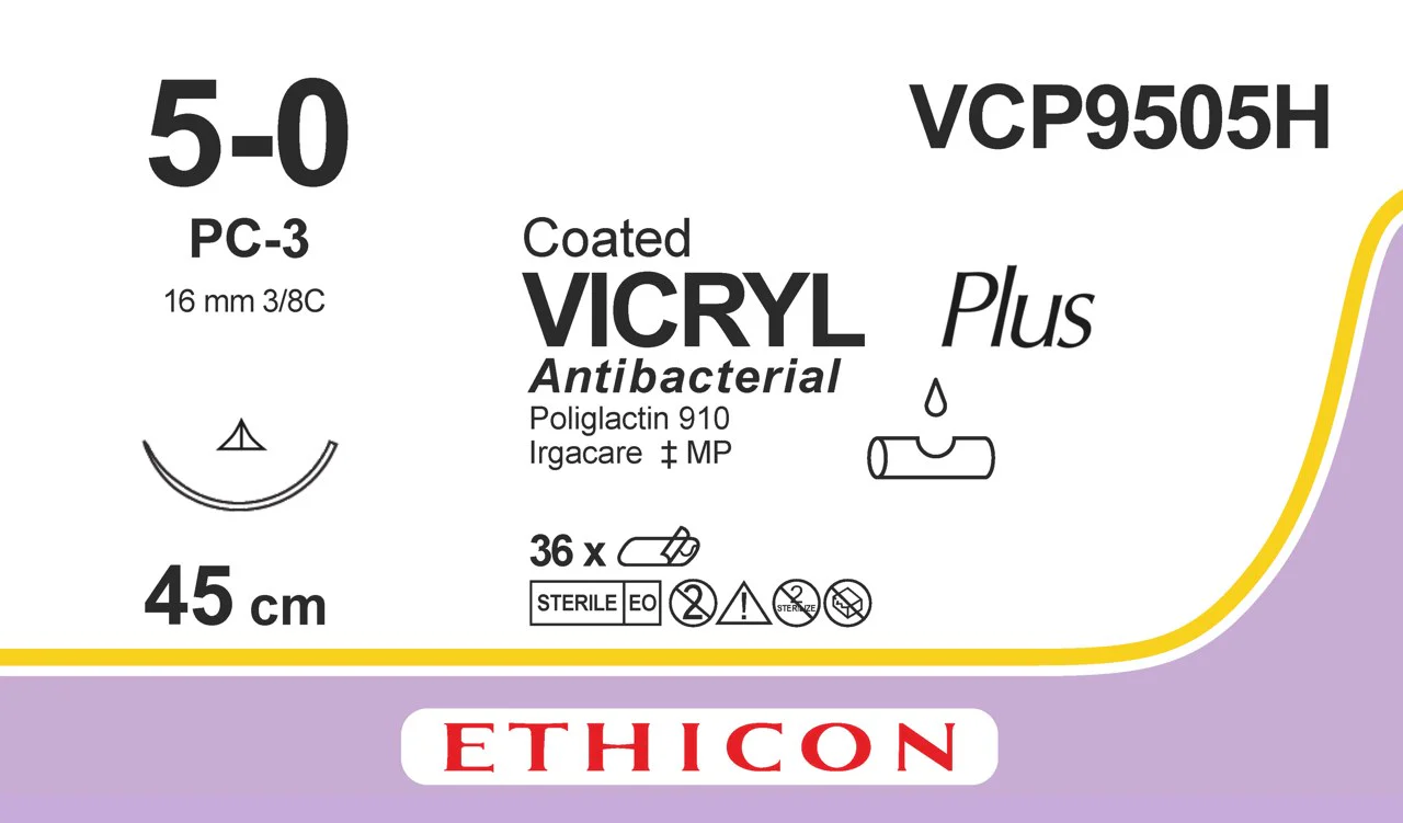 VICRYL Suture PLUS - Braided - Undyed - 5-0 - 45cm - 1 x Conventional Cutting PC - 16mm - 3/8C - 36 - Image 2