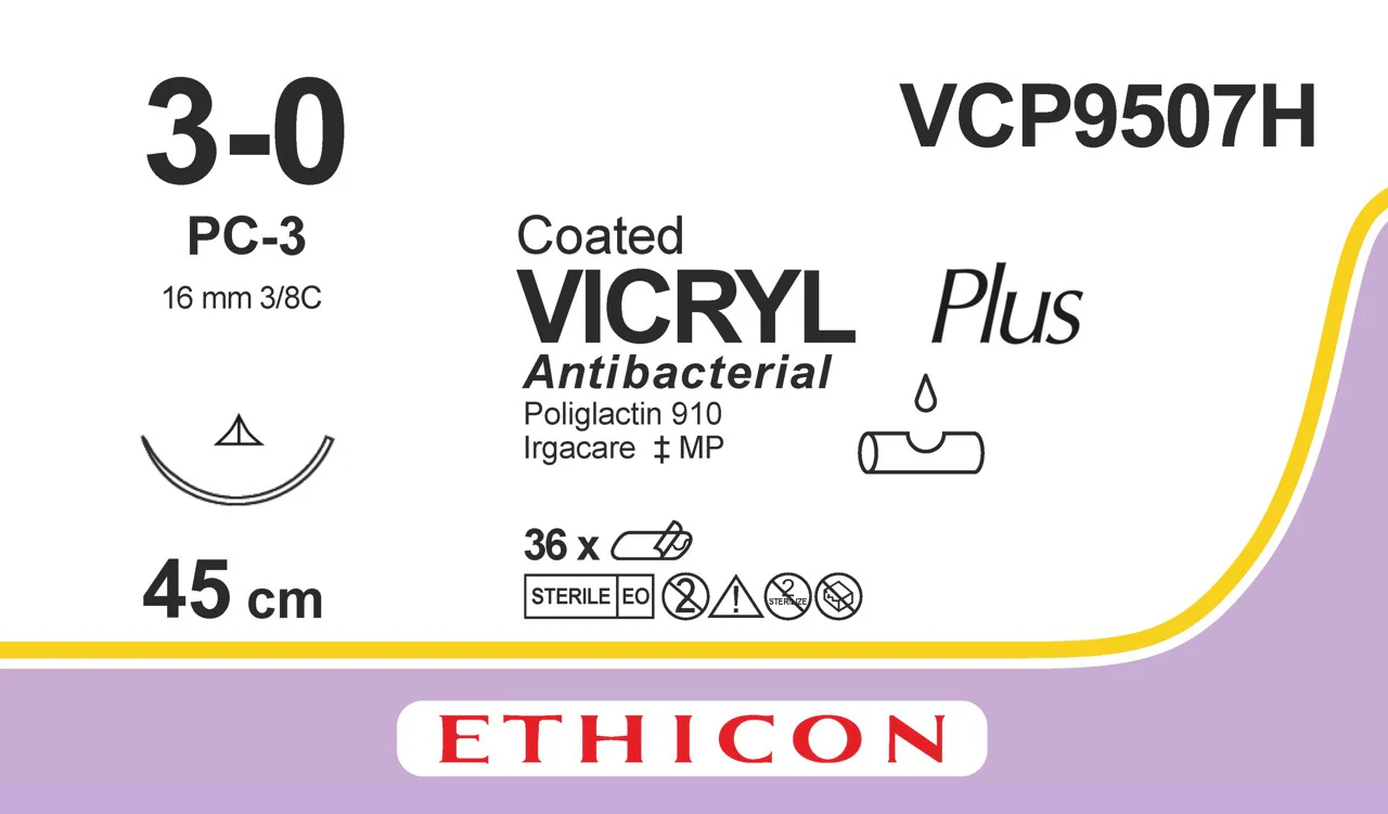 VICRYL Suture PLUS - Braided - Undyed - 3-0 - 45cm - 1 x Conventional Cutting PC - 16mm - 3/8C - 36 - Image 2