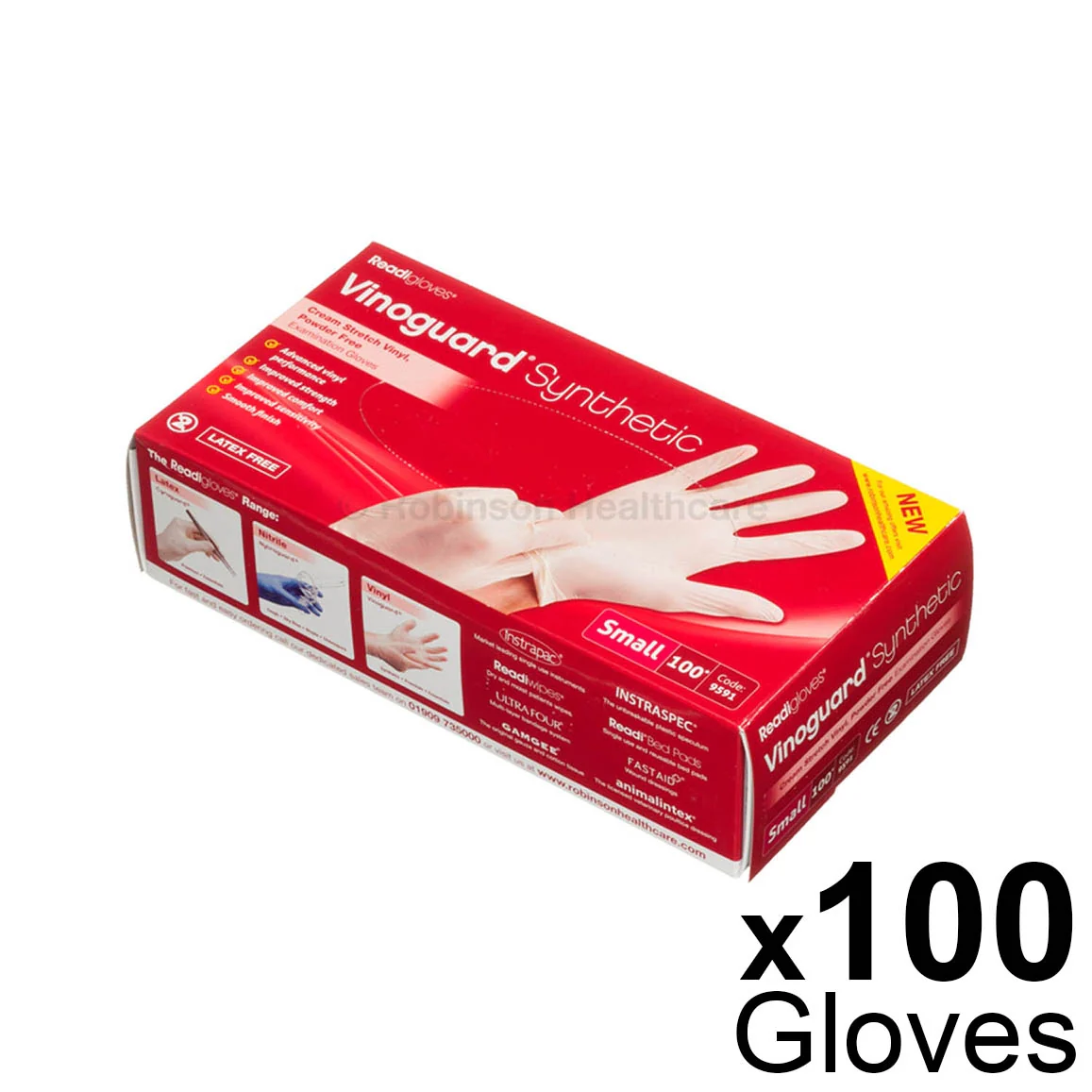 Vinoguard Synthetic Stretch Vinyl Gloves x 100 - Small - Image 3
