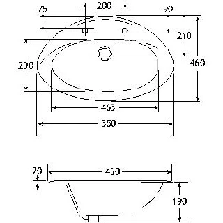 Vitreous China Inset Washbasin - Image 2