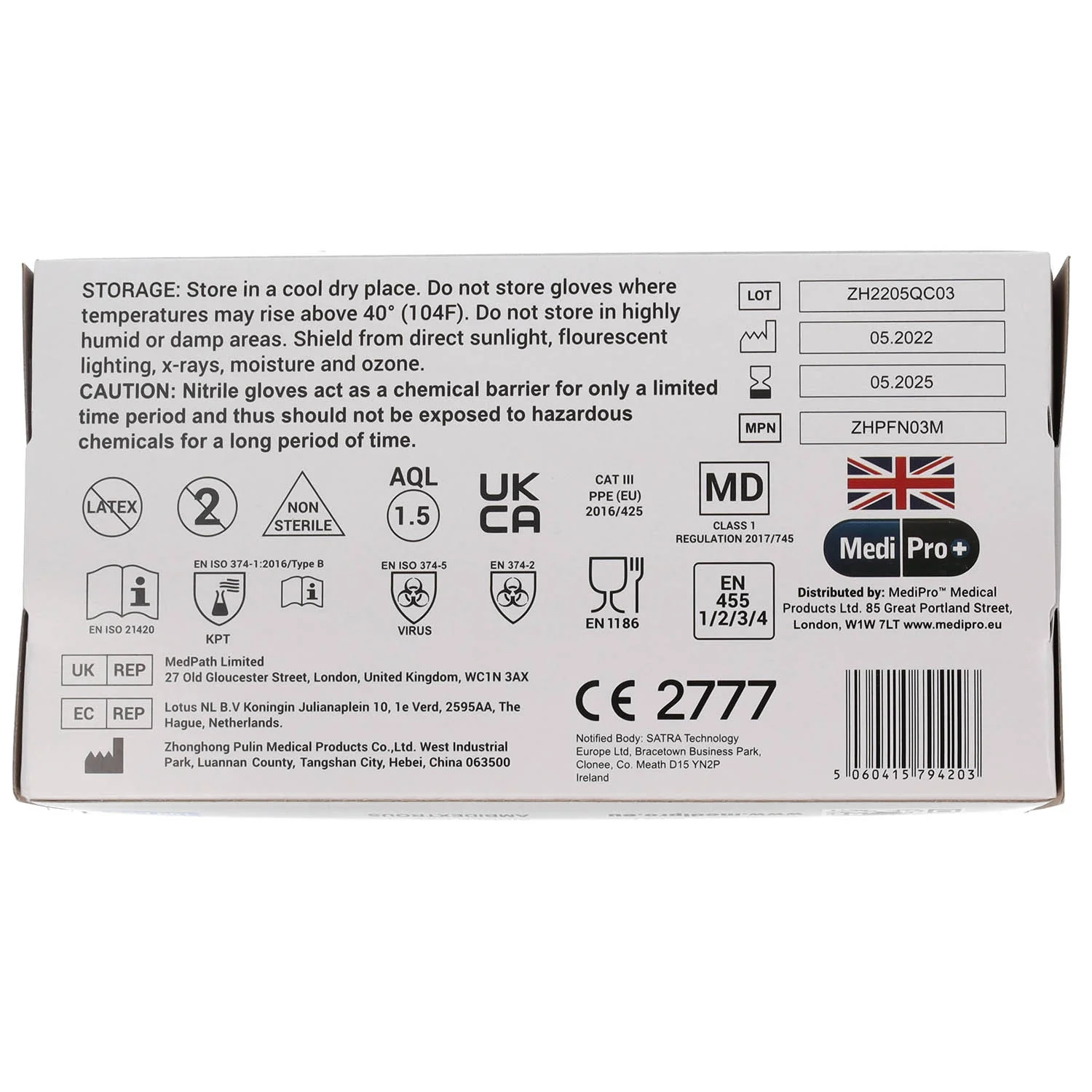 White Nitrile Gloves Medical Grade Cat III PPE Extra Small x 100 - Image 3