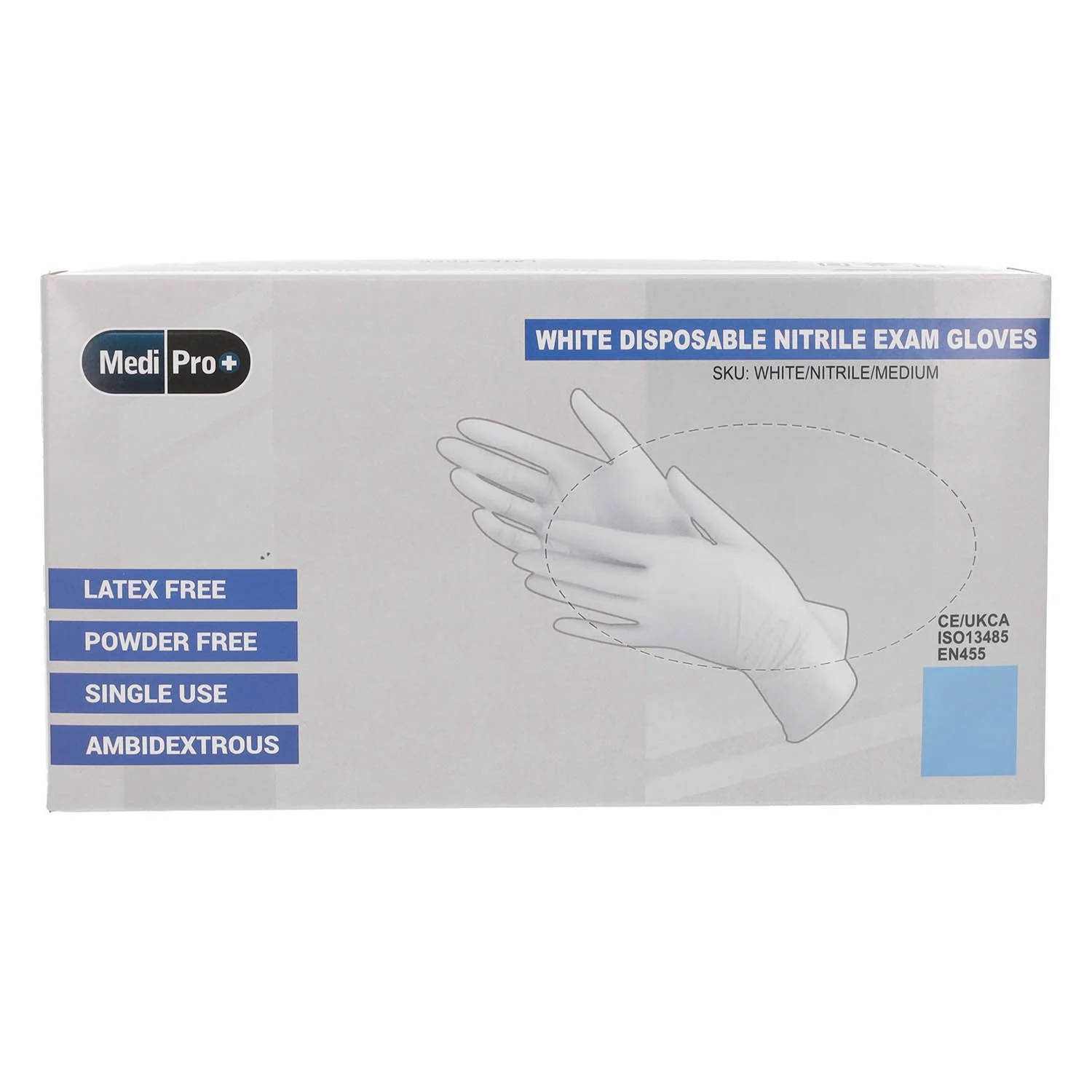White Nitrile Gloves Medical Grade Cat III PPE Large x 100 - Image 2