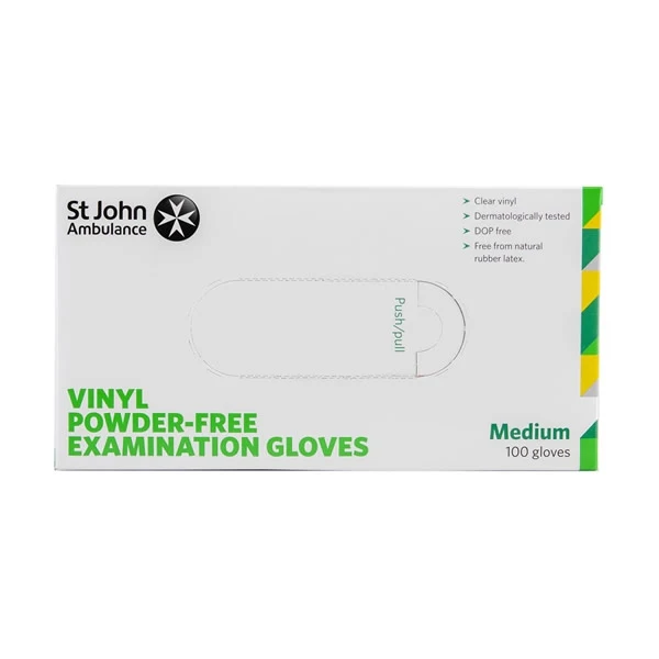 White Powder Free Vinyl Gloves - Box of 100 - Medium