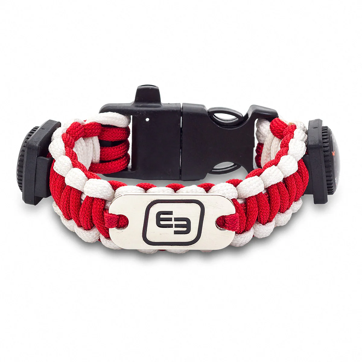 WRIST'S Rescue Fluorescent Bracelet - Paracord - Red & White - Image 2