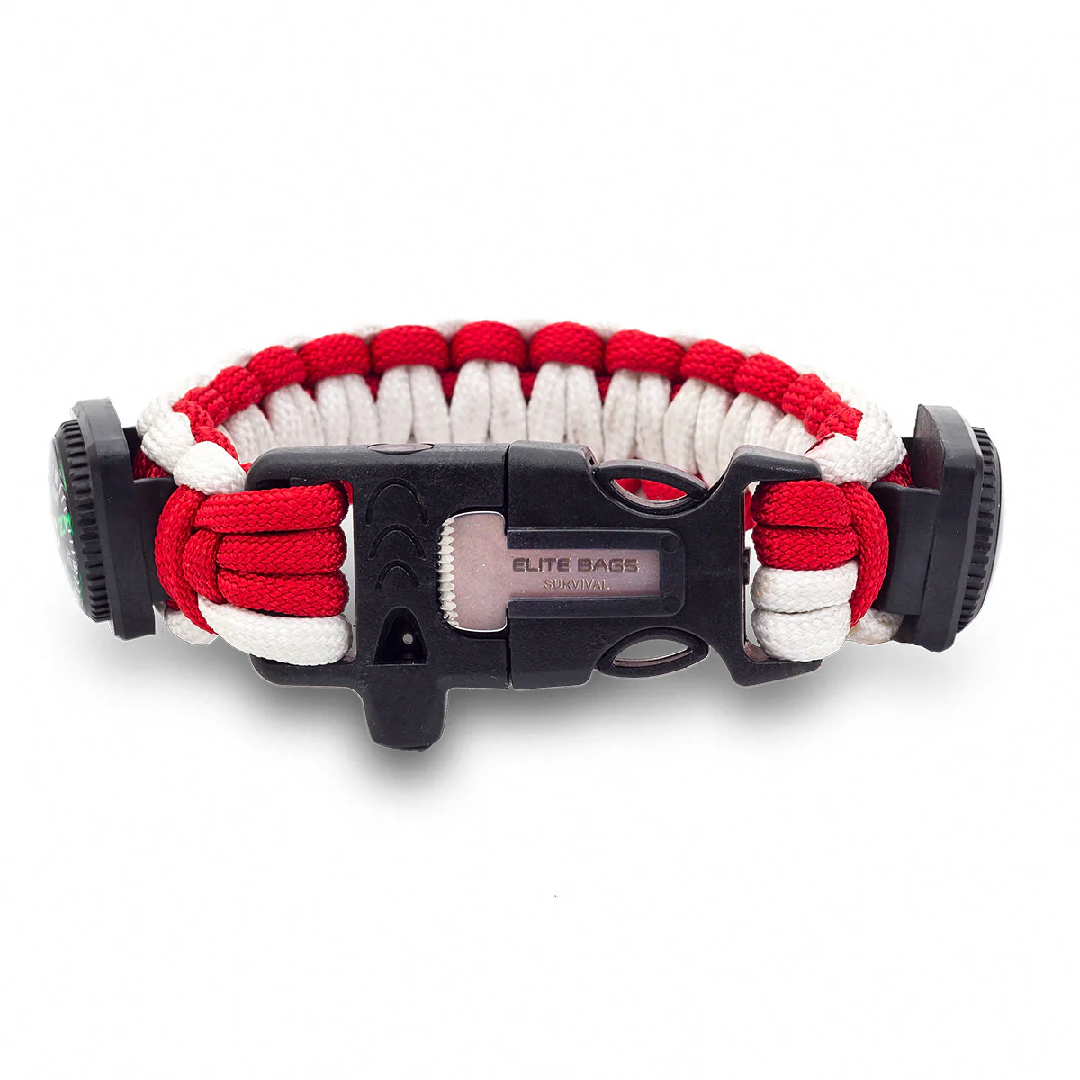 WRIST'S Rescue Fluorescent Bracelet - Paracord - Red & White - Image 3